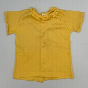 Buster Brown‎ Yellow Cotton Ruffle Collar Snap Back Top Size 18mo *READ DESC.